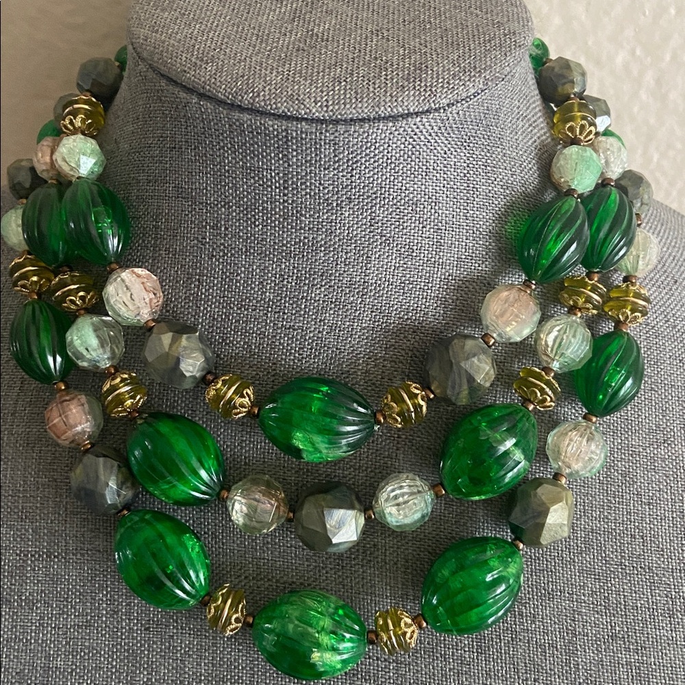 Vintage 50s GERMANY 3 Strand Statement Choker Necklace